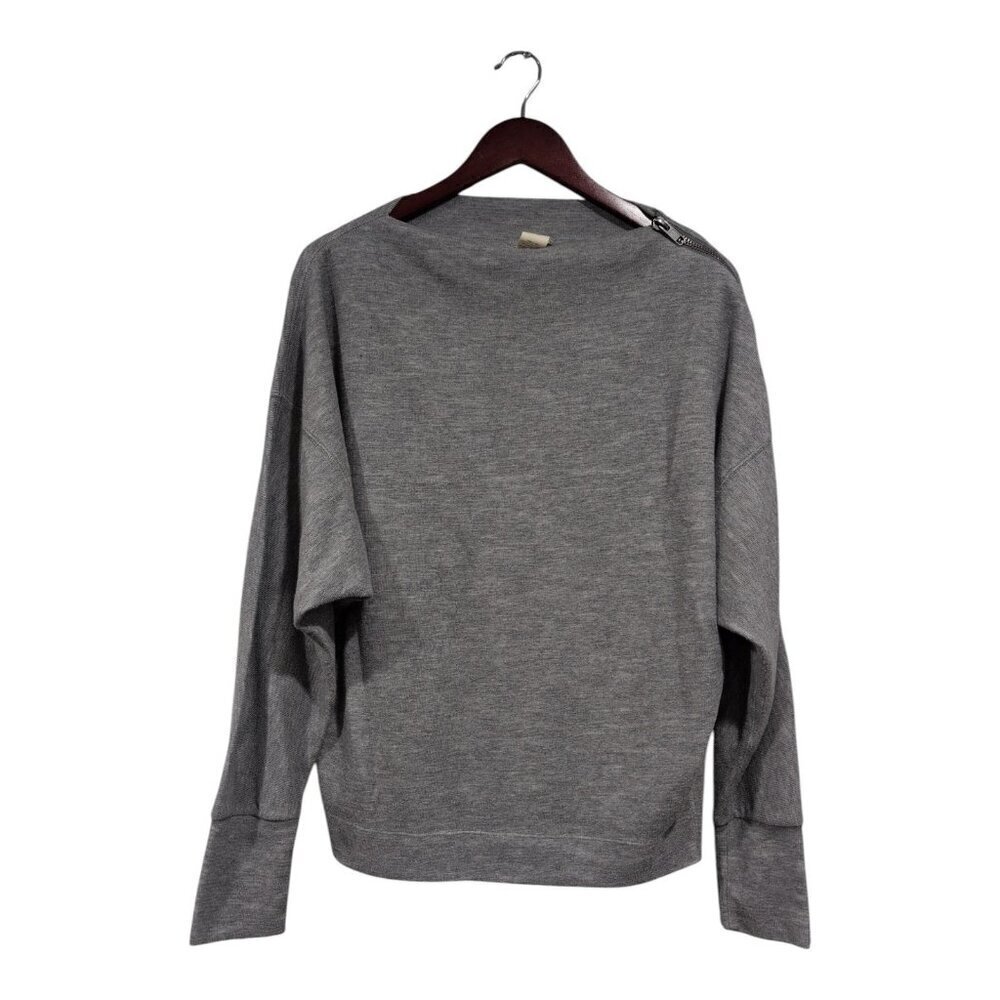 We The Free Free People Nikala Zip Shoulder Boat Neck Gray Sweater Size M